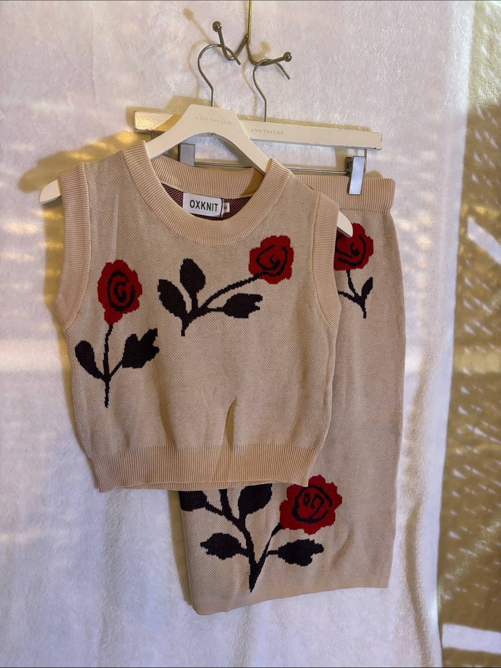 OXKNIT medium rose 2 piece set NWT - Picture 3 of 8